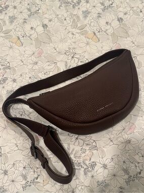 Status Anxiety Dark Brown Pebbled Leather Crossbody Satchel